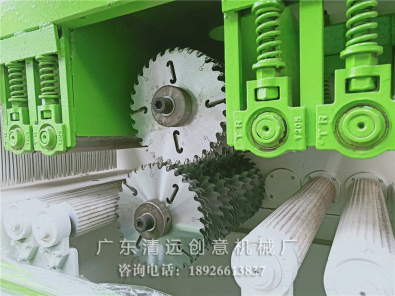 多片鋸機型采用超薄鋸片，出材率高達80%以上；上下軸傳送軸同時送料